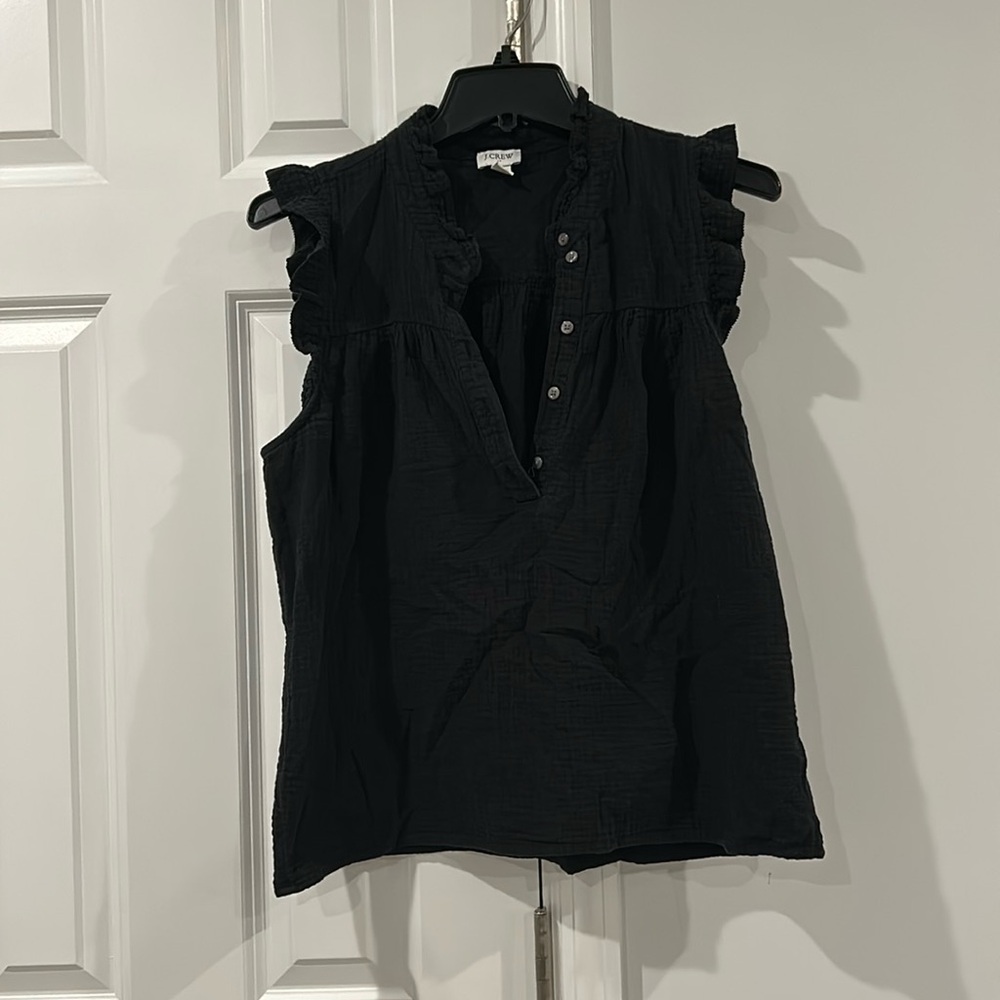 J.Crew Gauze Smocked Rufflenek Tank Top